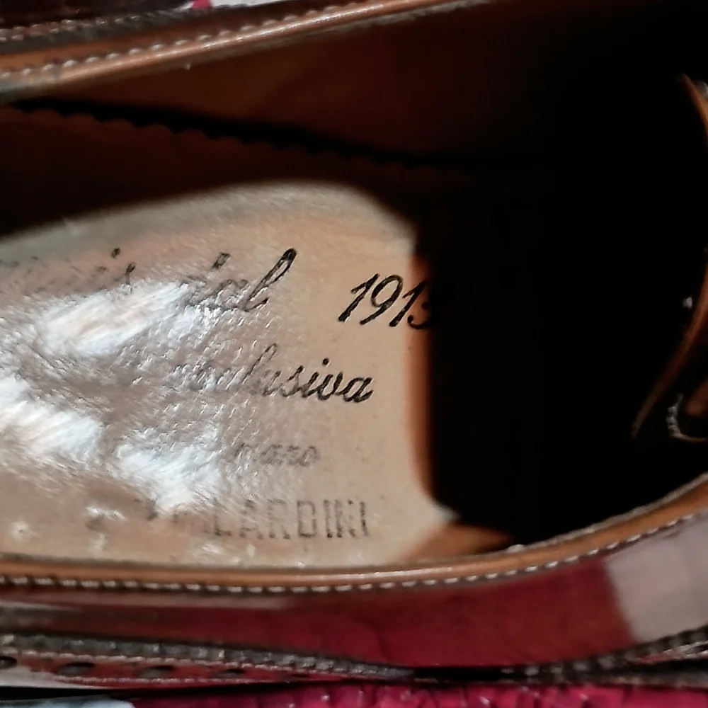 Vintage Mens Shoes Gilardini Italy Handmade Size 8 Spectator Brown Oxfords